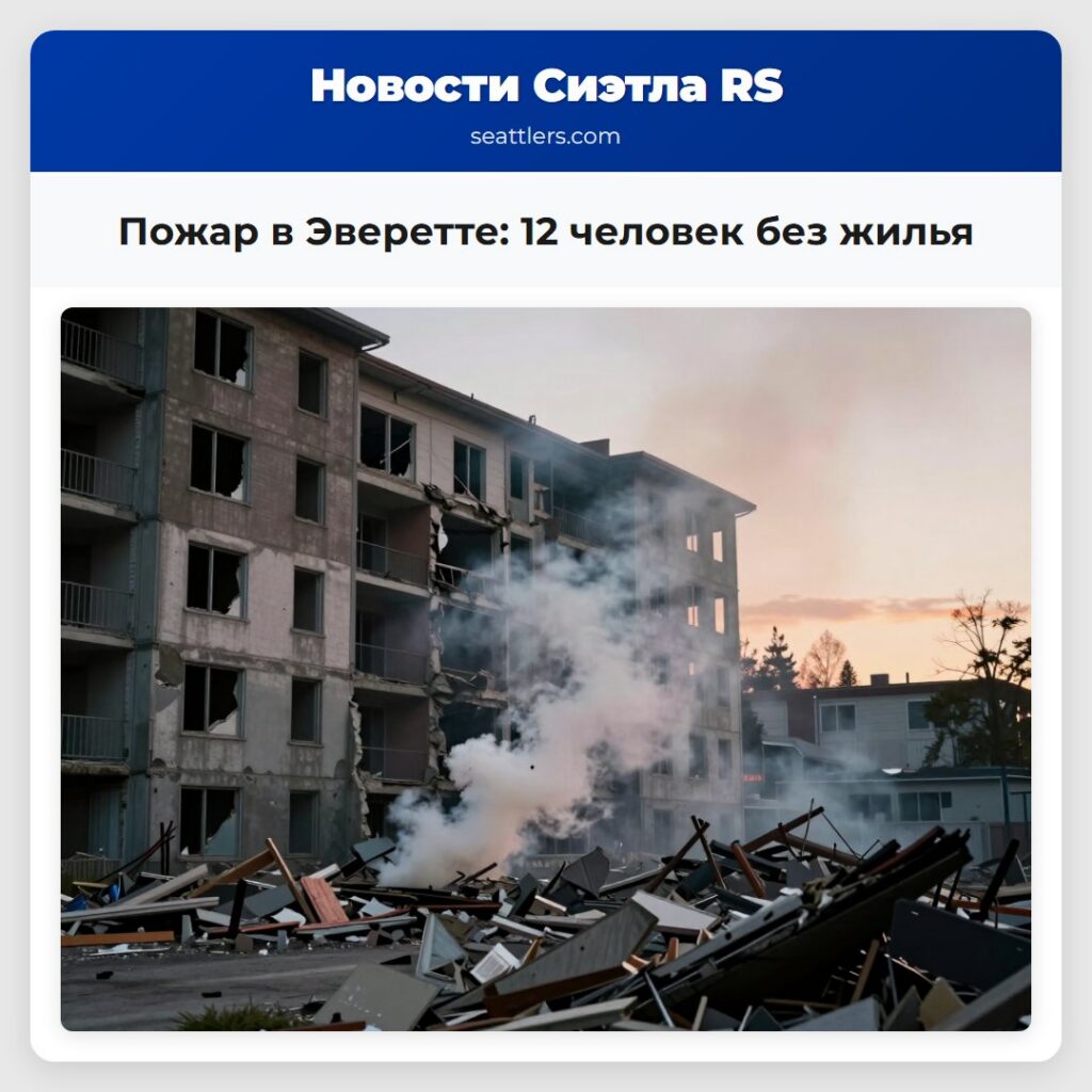 Пожар в Эверетте: 12 человек без жилья