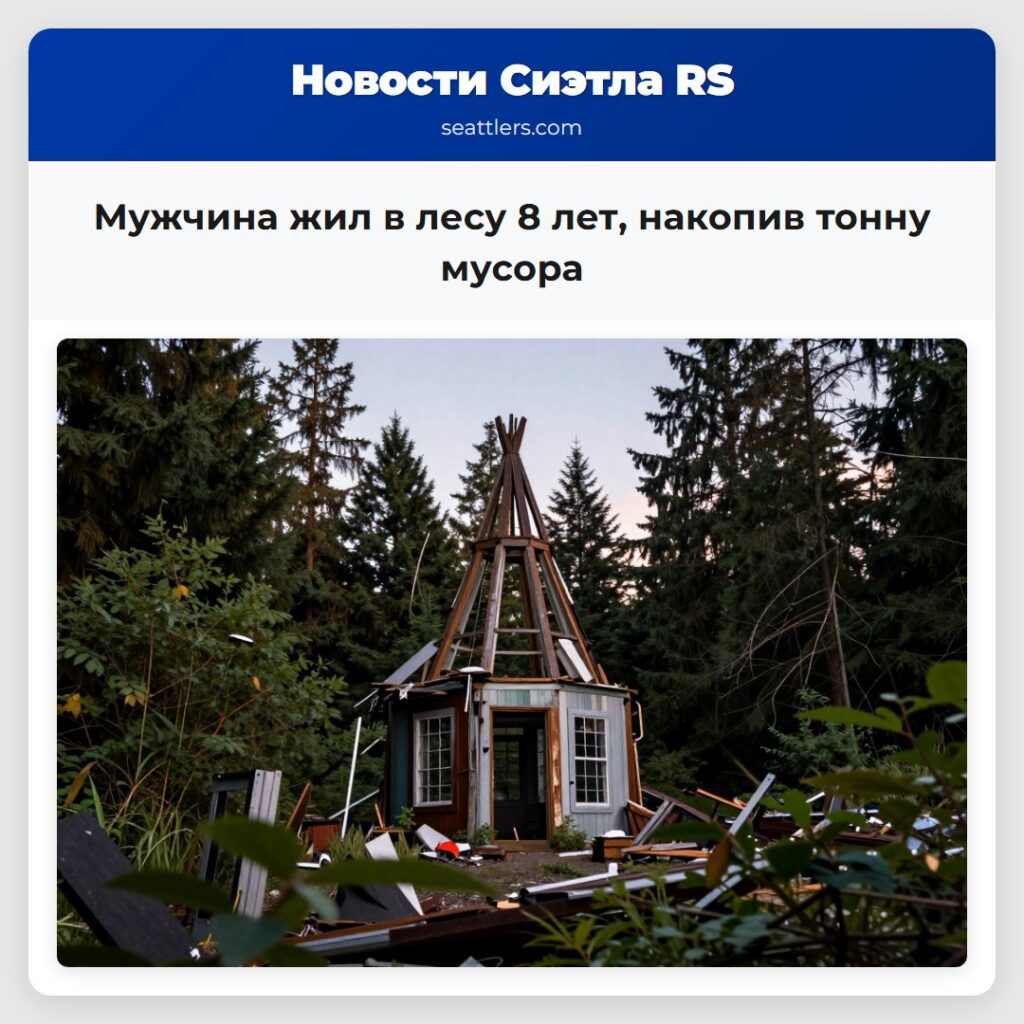 Мужчина жил в лесу 8 лет, накопив тонну мусора
