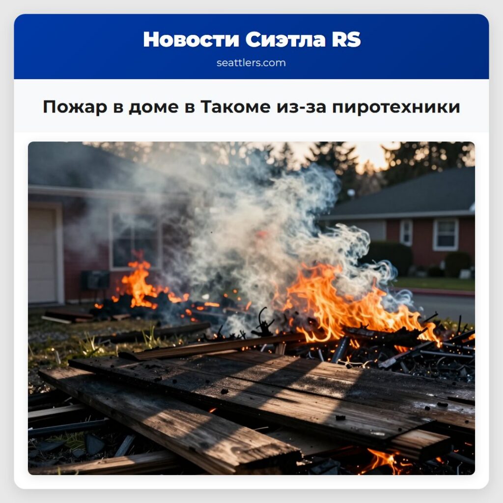 Пожар в доме в Такоме из-за пиротехники