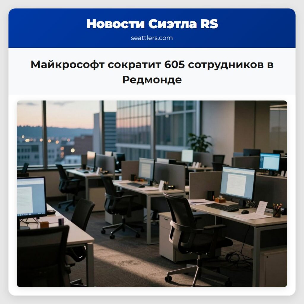 Майкрософт сократит 605 сотрудников в Редмонде