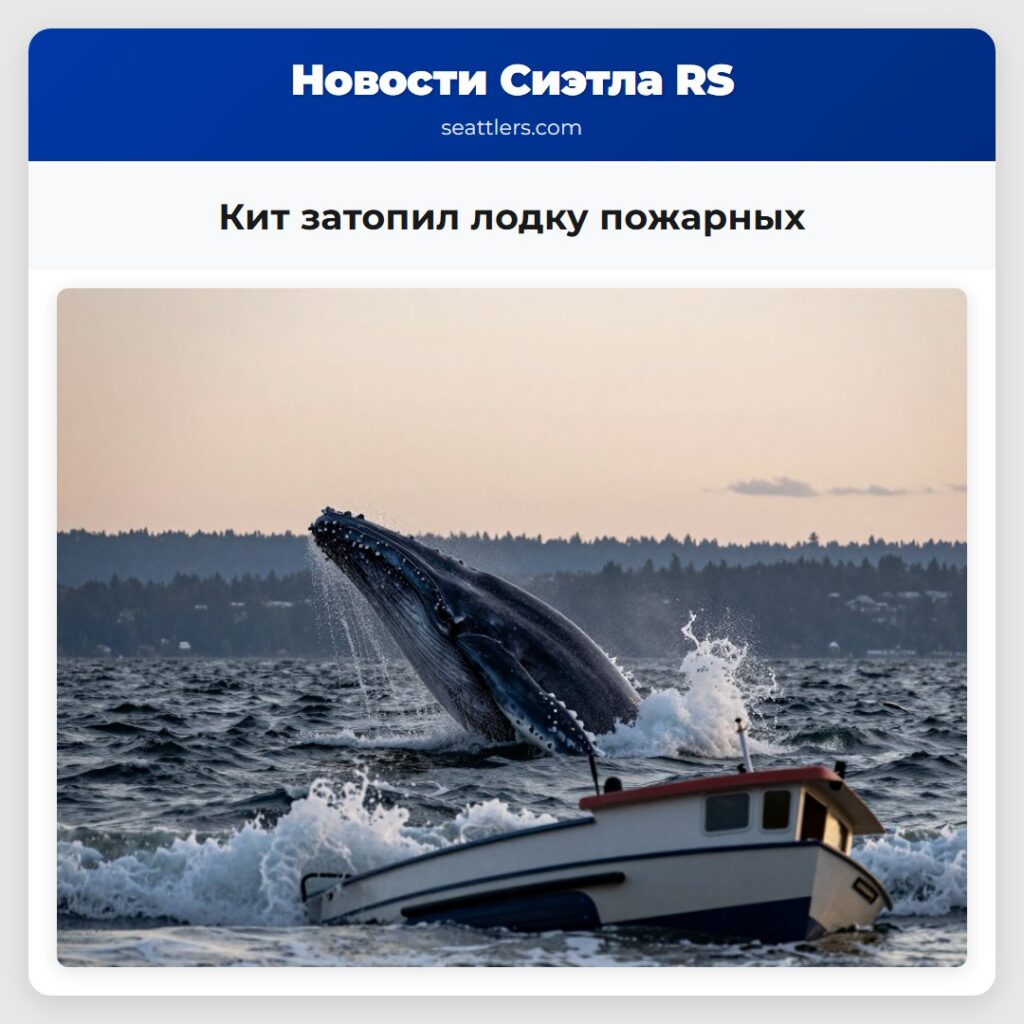 Кит затопил лодку пожарных