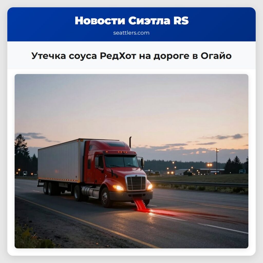 Утечка соуса РедХот на дороге в Огайо